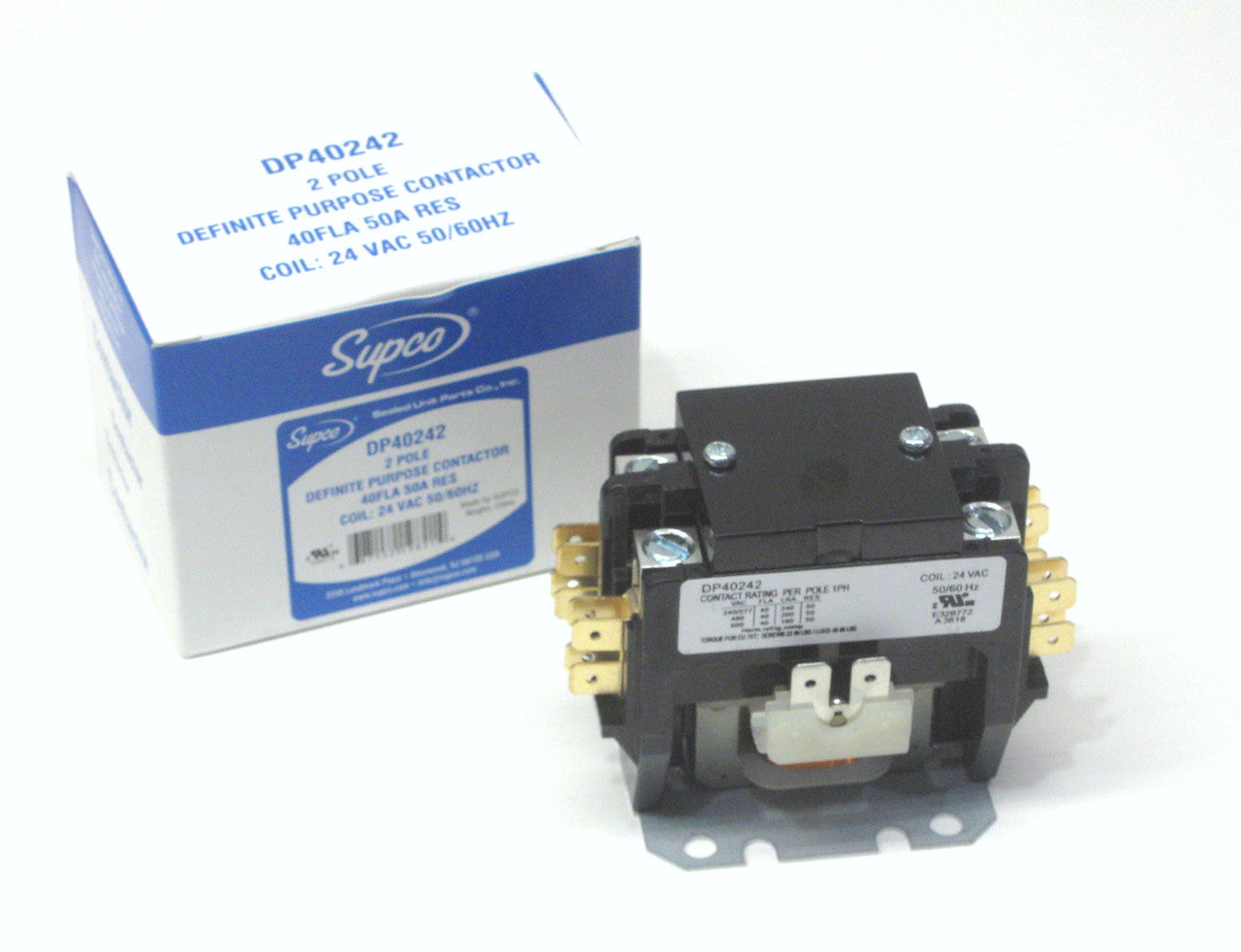 Supco 2 Pole, 40 AMP, 240 Volt Contactor DP402402