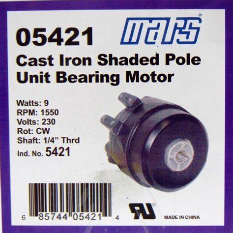 MARS Aluminum Shaded Pole Unit Bearing Motor 05413