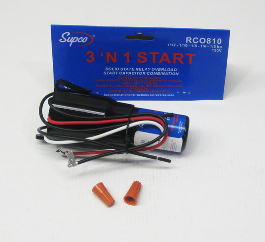 Supco 3 In 1 start Solid State Relay Overload/ Start Capacitor Combination RCO810